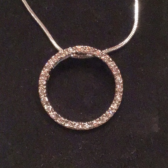 International Jewelry Designs Jewelry - New Fashion Eternity Necklace rhodium plated,silver tone Clear CZ’S 16”L w/1 3/4